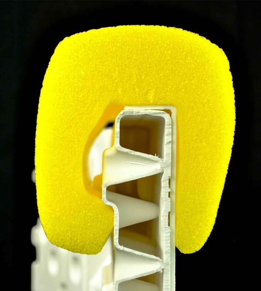 SuperGrip Yellow 4ft BumperCaps™ by NiceRink. Profile